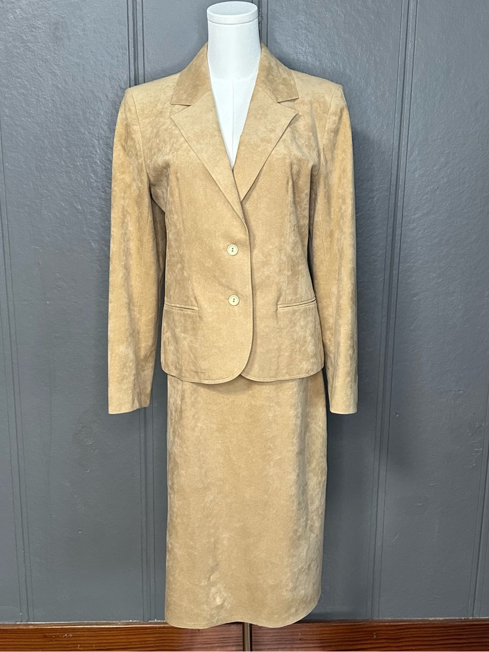 Vintage Schlampp’s Ultra Suede Tan Skirt Suit